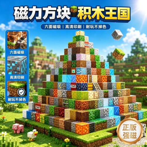 我的世界磁力方块积木全套正版儿童益智拼装磁吸男孩玩具拼图早教