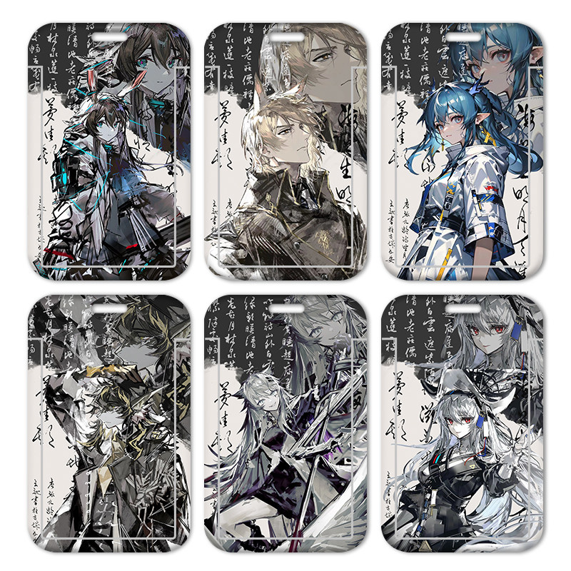 ARKNIGHTS TEXAS WATER MOON MUDSTONE 실버 그레이 카드 세트 쌀 카드 학생 캠퍼스 학교 카드 끈이있는 액세스 카드 양면