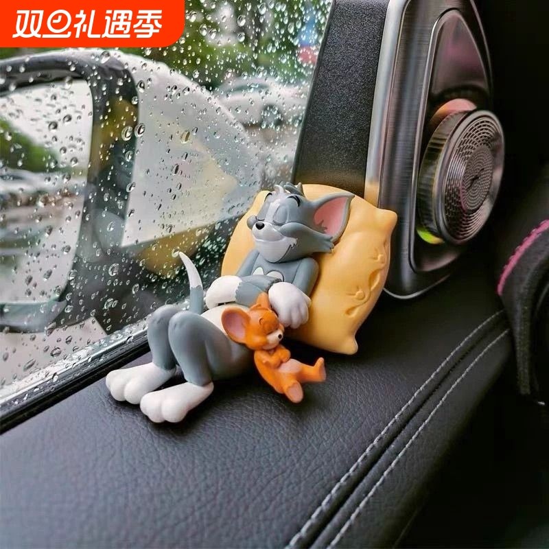 新款车摆件书桌面猫和老鼠汽车载车内装饰品可爱汤姆杰瑞手办玩偶