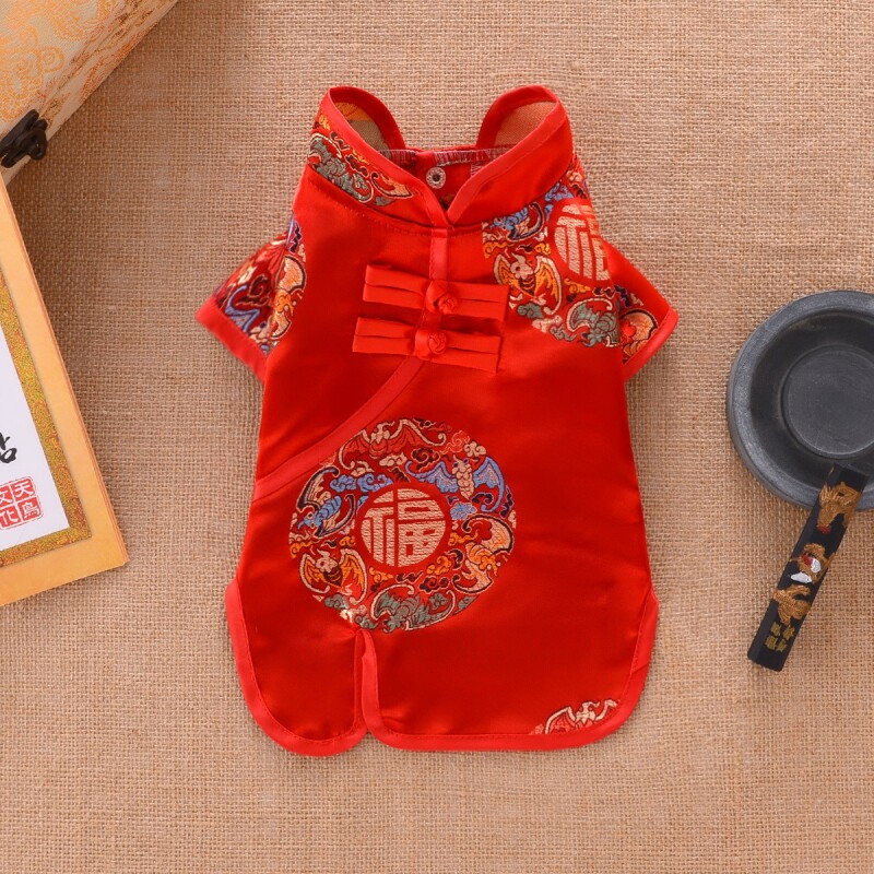 狗狗衣服夏装薄款宠物唐装旗袍裙子猫咪年服泰迪比熊博美中式汉服