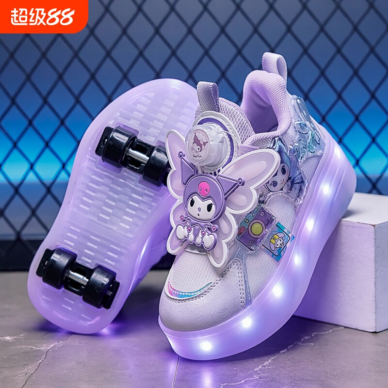 库洛米暴走鞋女童2026新款春秋带轮子儿童滑轮鞋可拆装女孩溜冰鞋