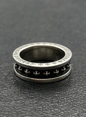 ODEK复古mini plus十字花戒指欧美个性嘻哈十字花小众霸气指环