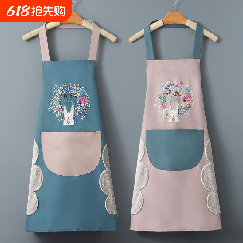 一件起批pvc围裙厨房家用高颜值女防水防油半身围腰做饭袖套