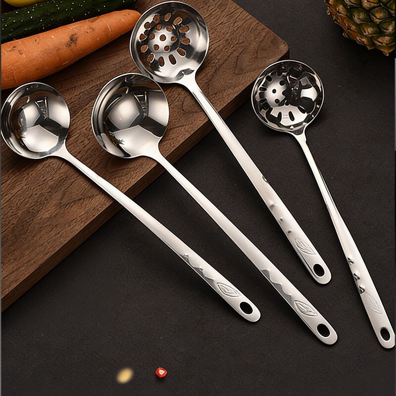 火锅汤勺漏勺加厚不锈钢家用盛汤匙长柄一体调羹稀饭粥勺
