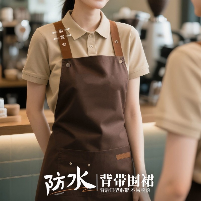 围裙印制logo餐饮专用印字新款防水餐厅饭店厨房围腰印图工作服女