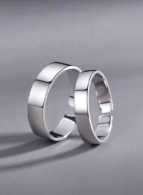 追光情侣戒指女男韩版ins冷淡复古s925纯银戒指小众设计素圈对戒