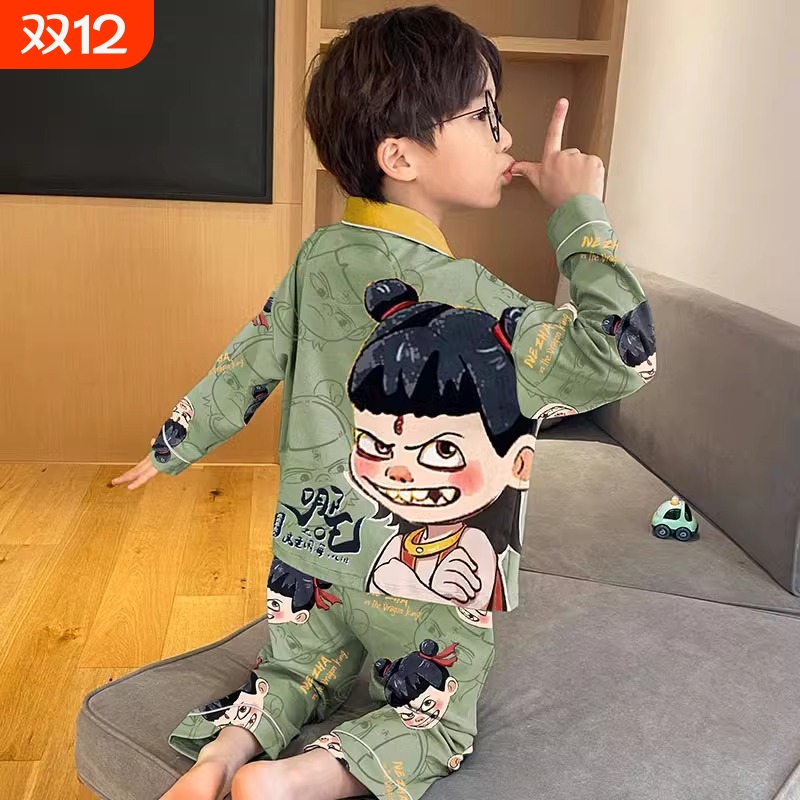 儿童睡衣男童男孩夏季大童春秋款青少年家居服秋冬2025年新款薄款