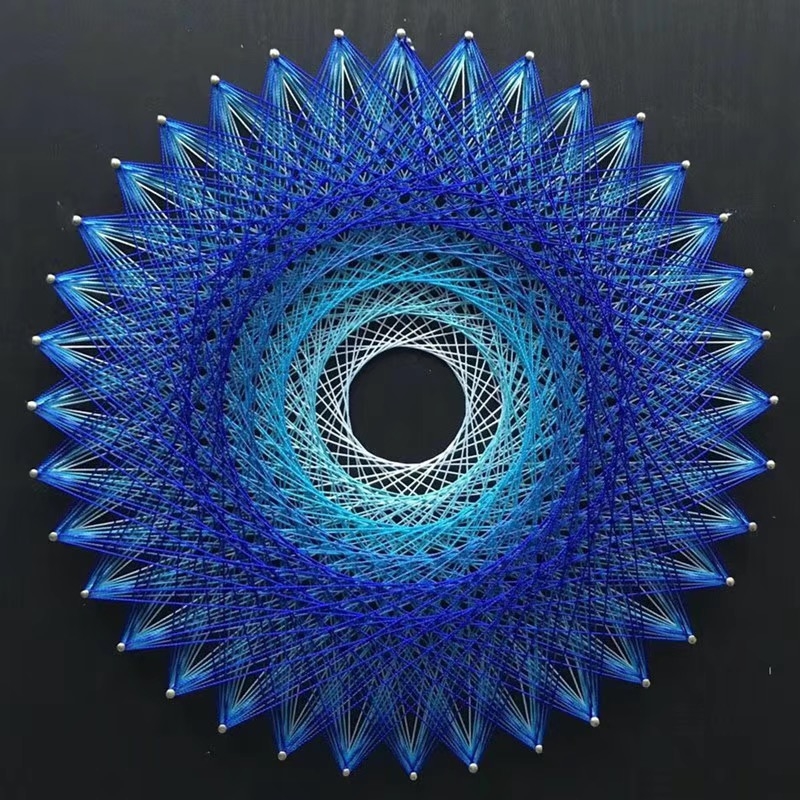 鸟巢几何四叶草diy钉子绕线画手工弦丝画解压材料包装饰缠线工艺