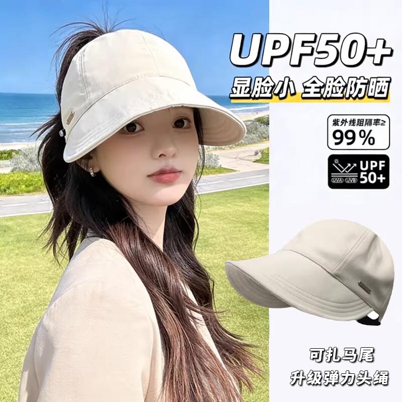 遮阳帽女防晒防紫外线空顶夏季骑车遮脸渔夫帽大帽檐口罩可折叠