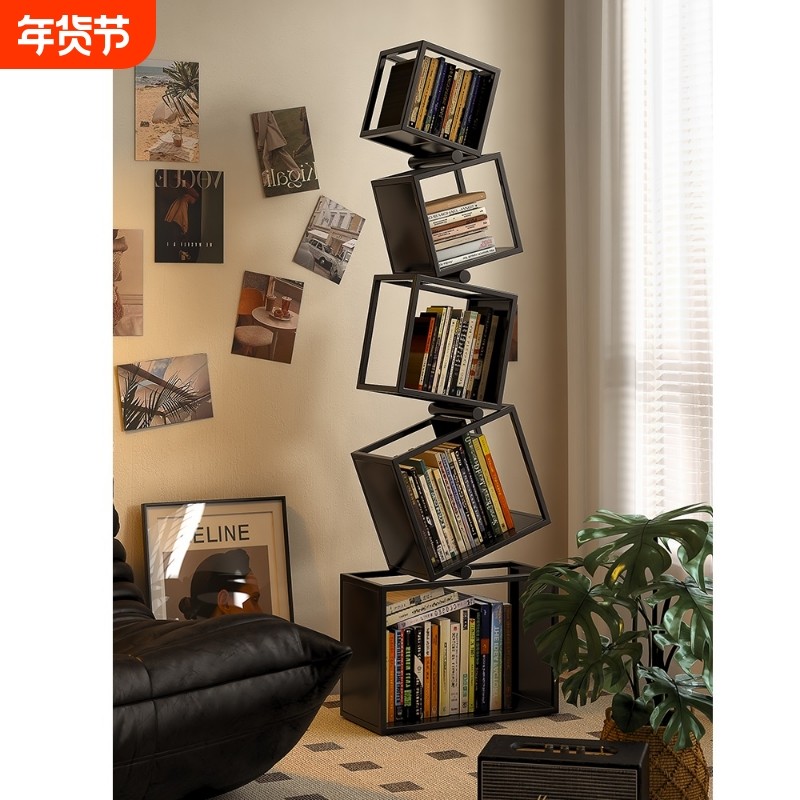 创意转角书架落地置物架一体靠墙不锈钢铁艺角落自由组合书柜艺术,住宅家具,书架,淘宝优惠券,粉丝福利购,淘宝优惠卷
