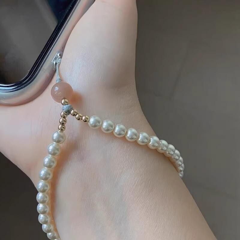 淡水珍珠手机链挂件女串珠手腕绳防太阳石手机挂绳挂件中国风女款图片