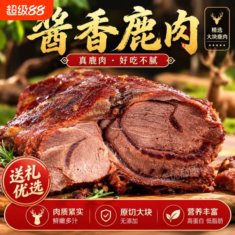 酱鹿肉五香梅花鹿腿肉真鹿腱子肉熟食原切大块真空包装中秋送礼