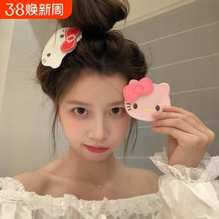 超可爱的KT脑袋!整理碎发魔术贴发卡化妆敷面膜无痕刘海贴粘发贴