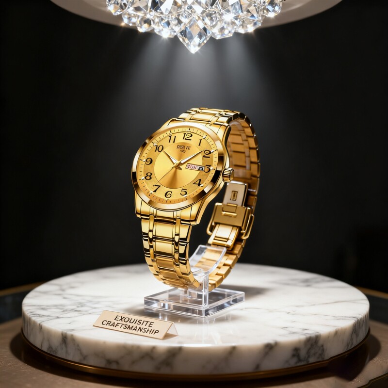 手表男款机械风全自动防水高级感全自动男表数字双日历防水腕表男