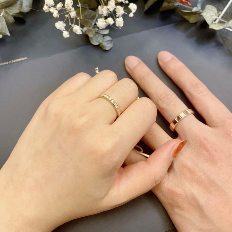 萧肖邦一对情侣对戒纯银18k玫瑰金小冰块男女士钻石订婚戒指礼物