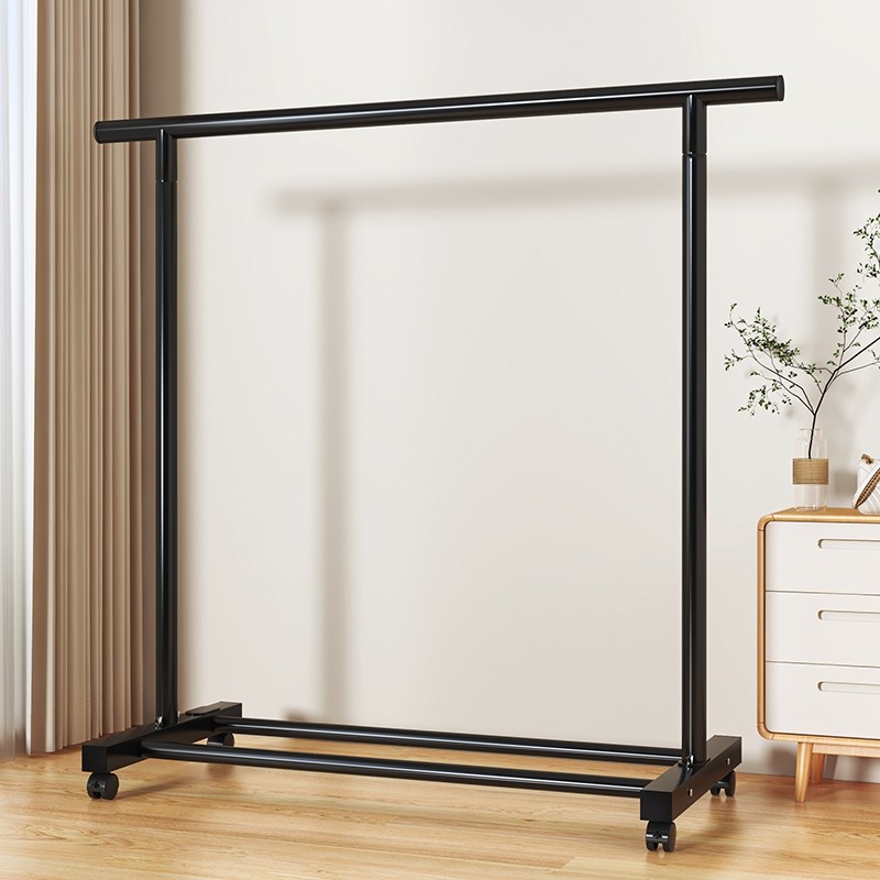 简易晾衣架卧室落地可移动衣架挂杆室内加粗衣帽架阳台晒衣服架子