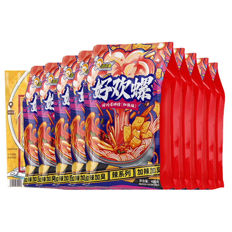 好欢螺加辣加臭螺蛳粉400g×9袋  李子柒 335g一袋