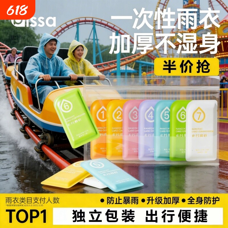 一次性卡片成人雨衣长款男女全身透明加厚防暴雨儿童便携雨服防水