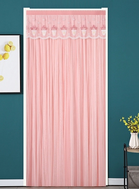 新款双开蕾丝纱门帘透气双层防隐私家用免打孔隔断帘卧室防蚊虫