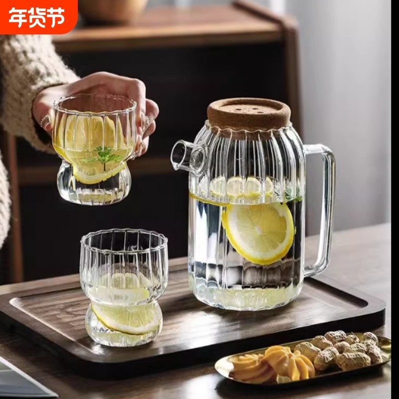 耐热高硼硅玻璃大容量冷热水壶耐高温果汁扎壶高颜值花茶凉水杯,餐饮具,冷水壶,淘宝优惠券,粉丝福利购,淘宝优惠卷