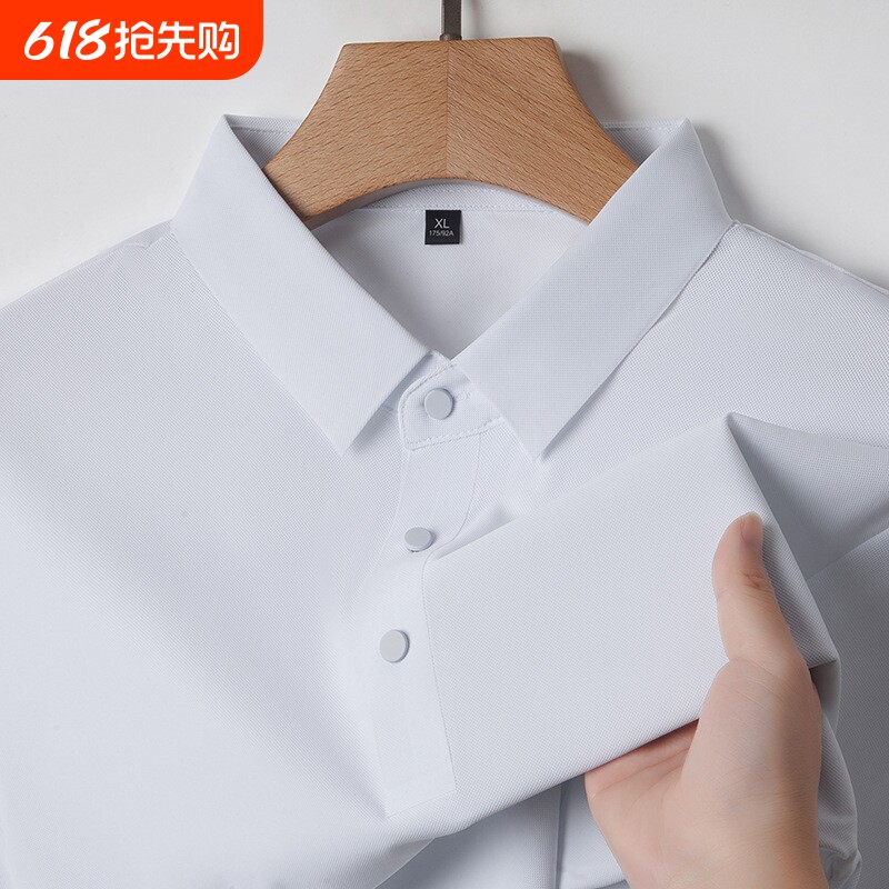 男士冰丝Polo衫夏季速干轻翻领短袖T恤黑色粉色白色藏青色军绿色
