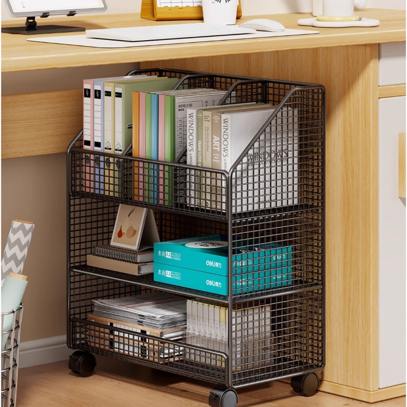开放式档案整理架分类小推车