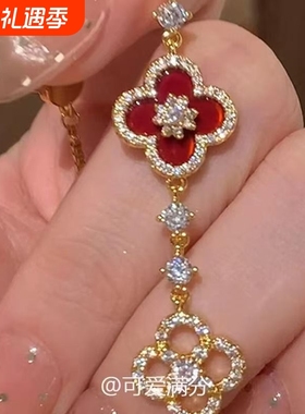 「幸运女神」爆闪红色小花朵手链精致显白千金感气质新年手饰女