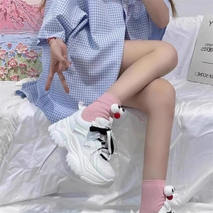 爆款真皮网面透气老爹鞋女春夏新款ins潮休闲网鞋厚底运动小白鞋