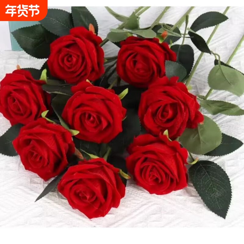 仿真绒布玫瑰花珍珠玫瑰居家婚礼情人节玫瑰花墙装饰绢花假花A140