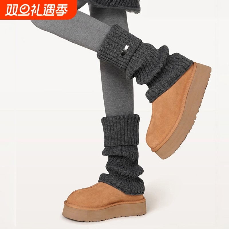灰色袜套堆堆袜秋冬配雪地靴针织韩系冬天冬款女保暖加厚小腿袜套
