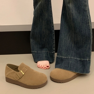 乐福豆豆鞋 他她女孩勃肯鞋 秋冬加绒一脚蹬棉鞋 2025新款 全包 女春季