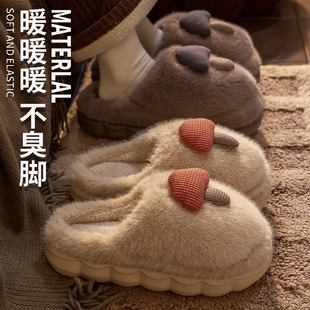 室内家居加绒加厚情侣棉拖男厚底居家 2025新款 可爱保暖棉拖鞋 女款