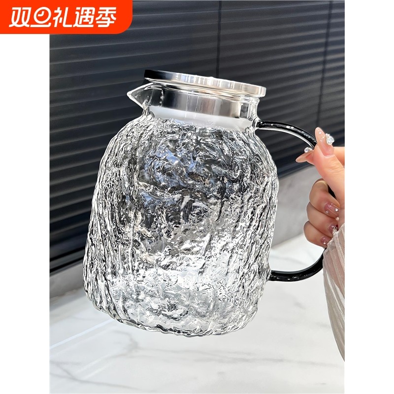 水波纹玻璃冷水壶耐高温家用耐热凉水壶大容量凉白开水杯茶壶套装