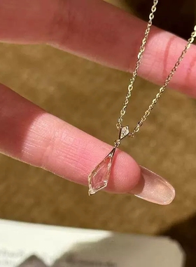 清冷氛围感冰透鉴心韩系透明水滴项链小众设计轻奢时尚气质锁骨链