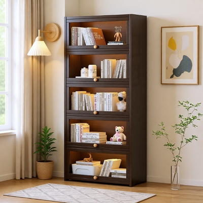 实木书架书柜靠墙柜子储物柜家用书厨家具组合办公室收纳置物客厅