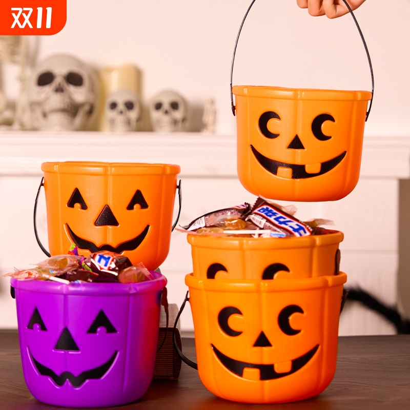 万圣节halloween讨糖果袋南瓜桶儿童商场手提搞怪礼物摆件装饰品