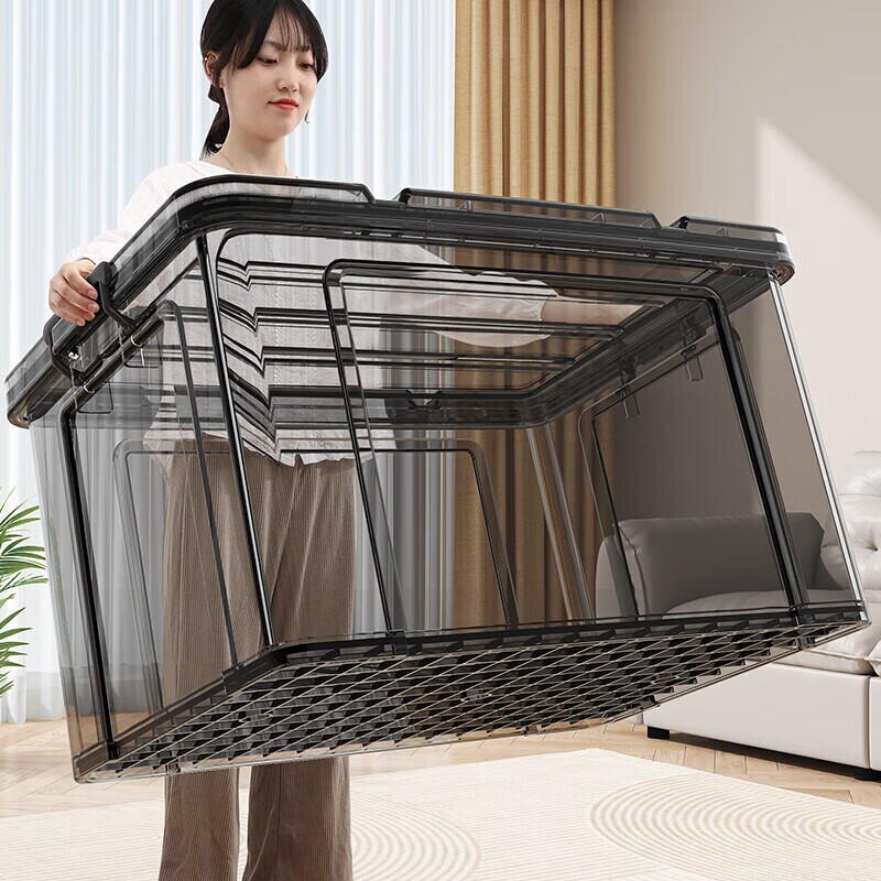 透明收纳箱大容量超大带盖加厚塑料储物箱子后备箱零食玩具衣物