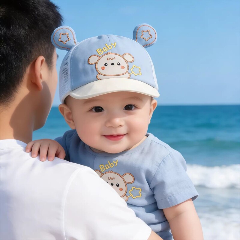 婴幼儿宝宝帽子夏季薄款透气网眼鸭舌帽男女小月龄遮阳防晒棒球帽图片