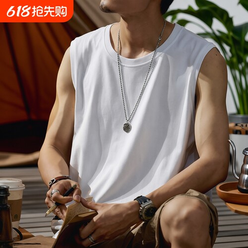 美式重磅纯棉背心男坎肩运动t恤