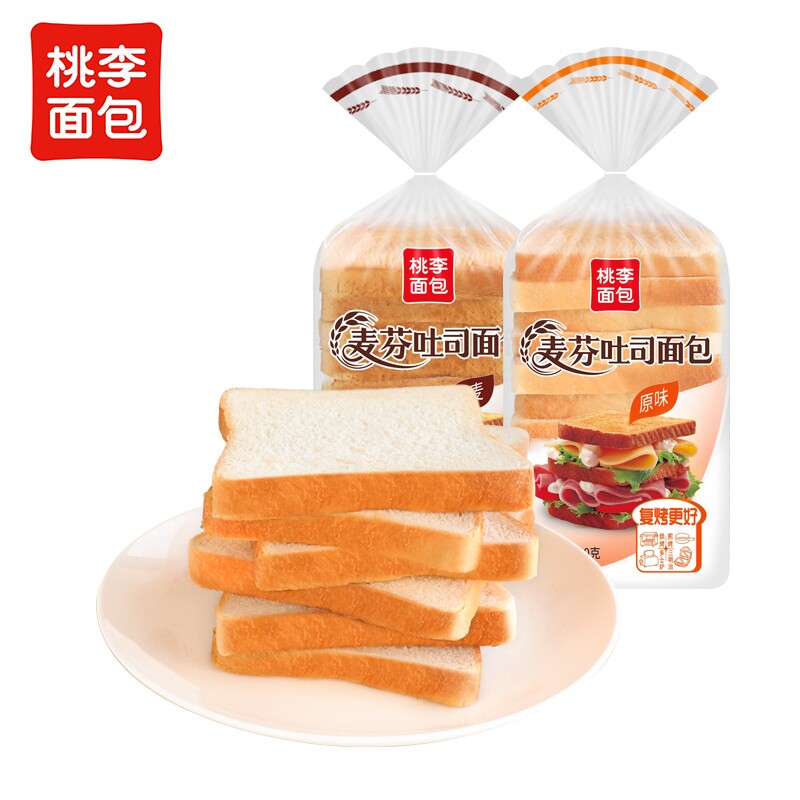 桃李麦芬吐司面包早餐整箱速食切片面包早餐学生休闲零食下午茶图片