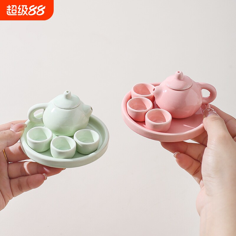 便携式儿童茶壶茶具套装迷你陶瓷过家家泡茶器家用喝茶茶艺送礼图片