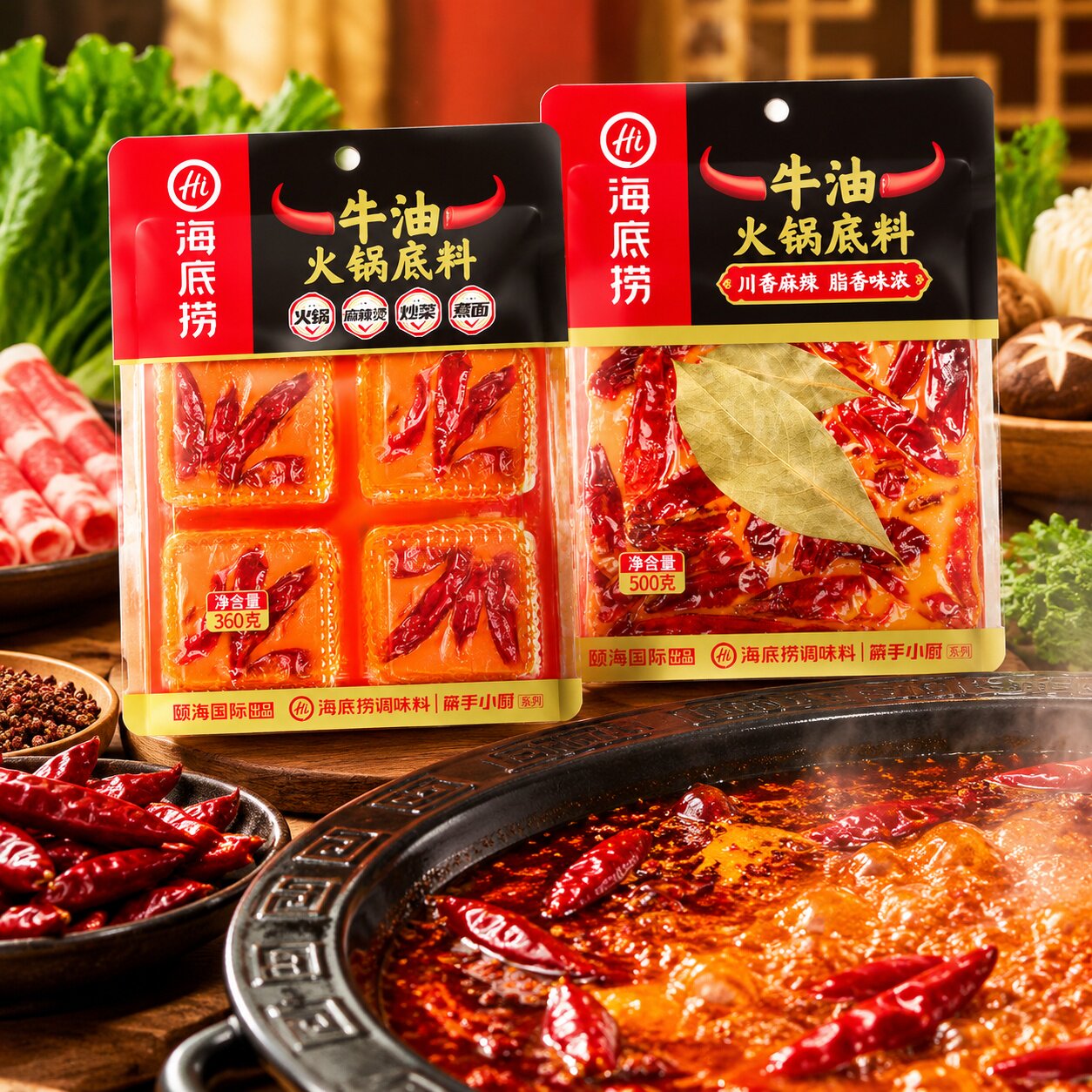 海底捞牛油火锅底料四小块装串串麻辣烫冒菜炒菜家用调料加麻加辣