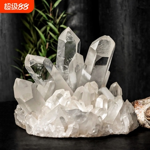 天然白水晶晶簇白水晶矿石晶体矿石标本消磁石扩香石鱼缸装饰摆件