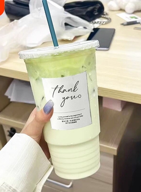 大容量1000ml火炬杯一次PET冷饮杯奶茶咖啡杯外卖饮品塑料杯带盖