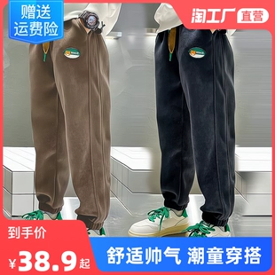 中大儿童运动宽松胖男孩灯芯绒卫裤 子2023春秋季 潮 男童帅气裤 新款