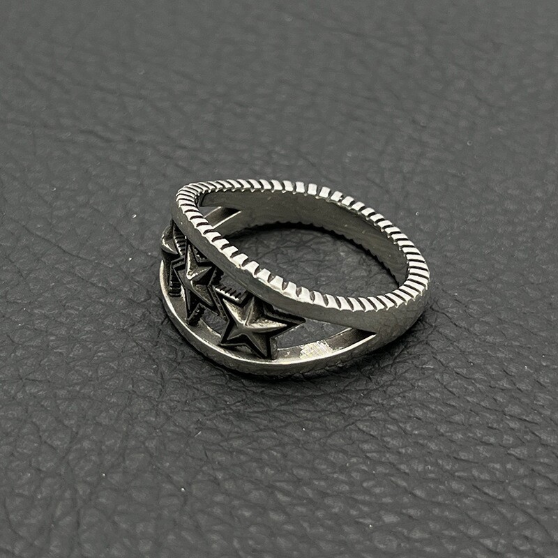 ODEK高级感复古方形锯齿三连星星戒指cody sanderson指环经典款