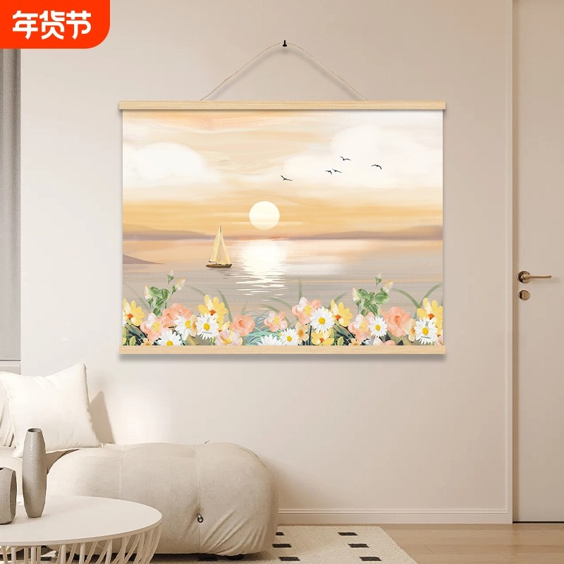 奶油风餐厅装饰画壁布挂布风景油画电表箱遮挡挂画客厅艺术立体,家居饰品,现代装饰画,淘宝优惠券,粉丝福利购,淘宝优惠卷