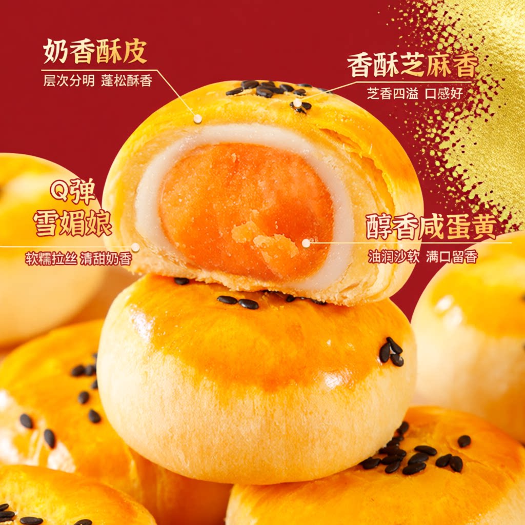 蛋黄酥雪媚娘早餐糕点整箱送礼品零食小吃批发咸蛋黄糯米夹心奶油