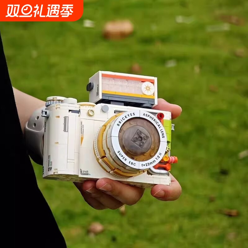兼容乐高复古相机积木胶卷单反相机拼装模型摆件玩具儿童生日礼物