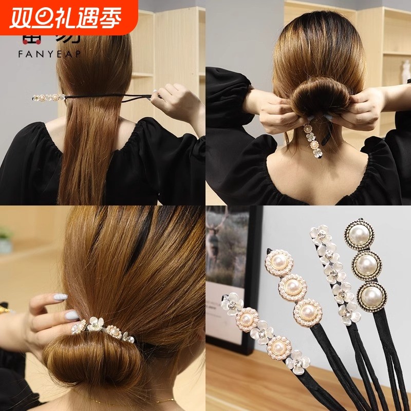 盘发器A1vn800-珍珠丸子头发卡复古法式懒人花瓣编发造型插发
